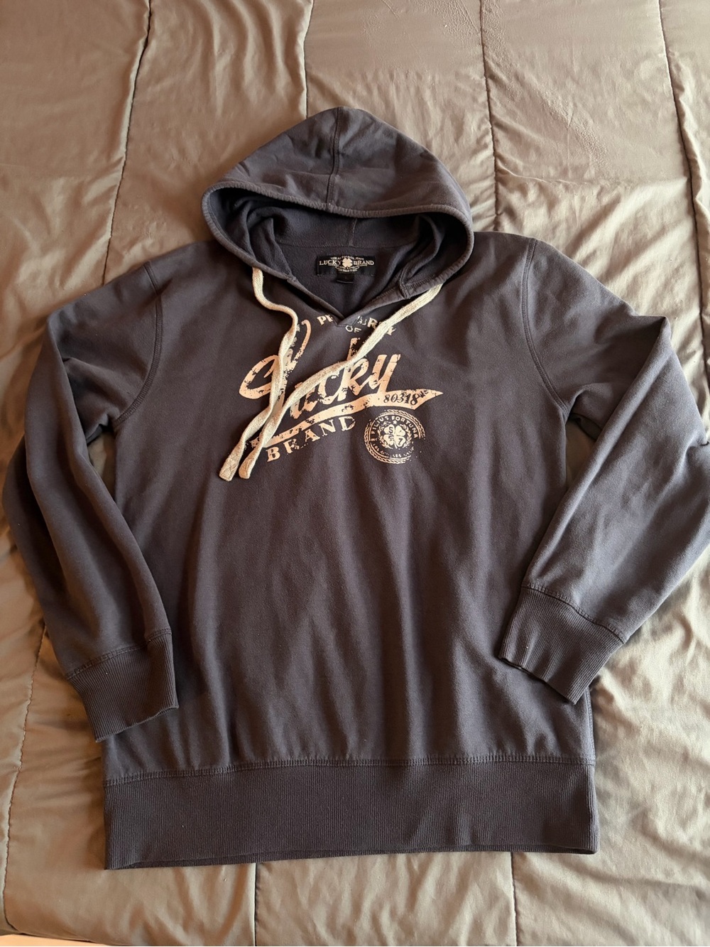 Lucky Brand Lightweight Graphic Hoodie V Neck